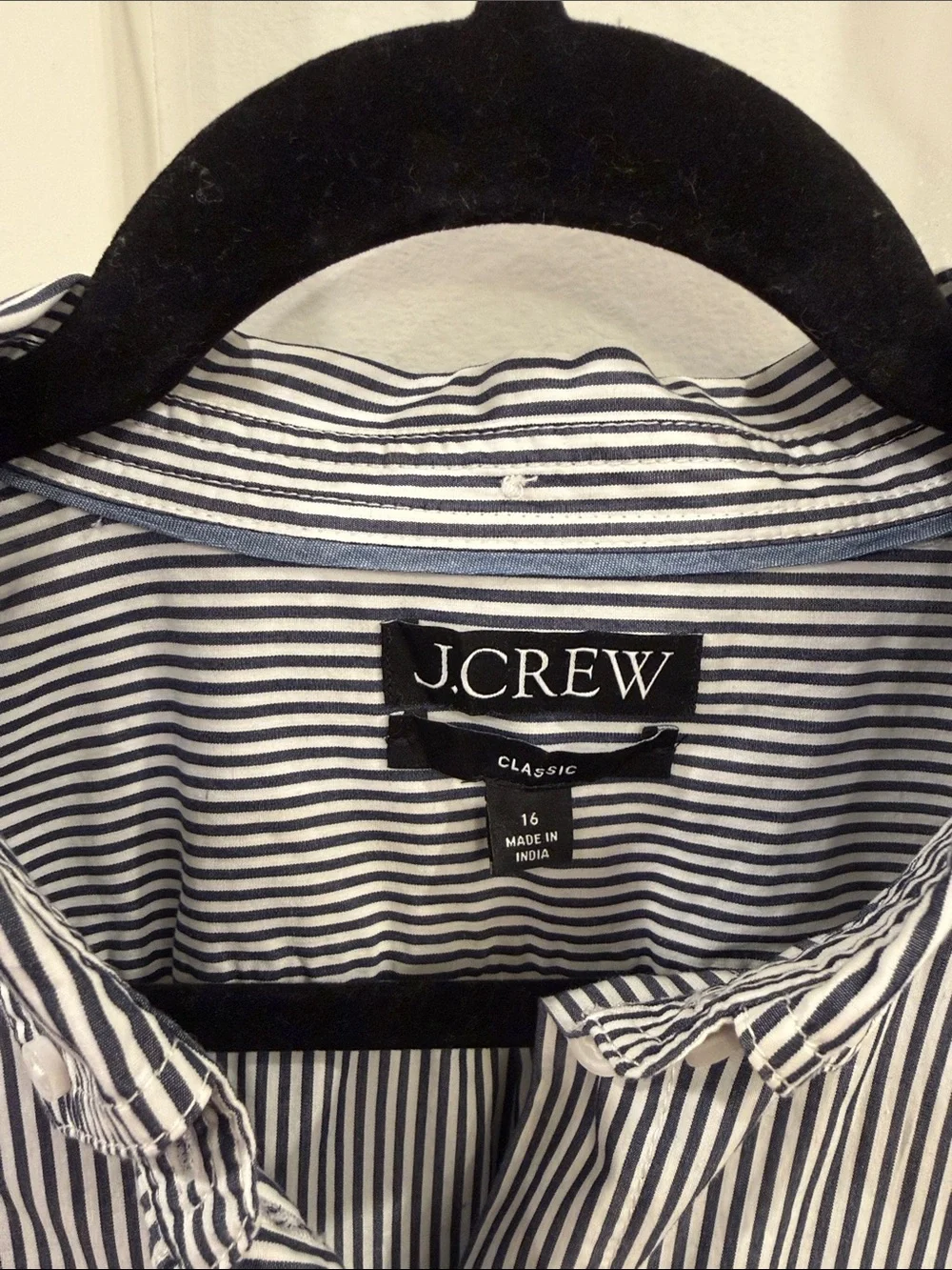 J. Crew navy striped oxford